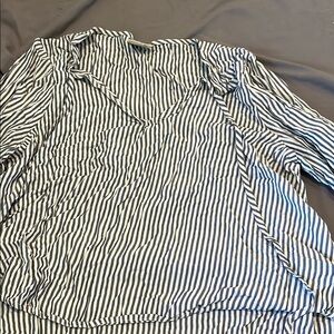 Mossimo Supply Co. Navy and White Striped Long Sleeve Top